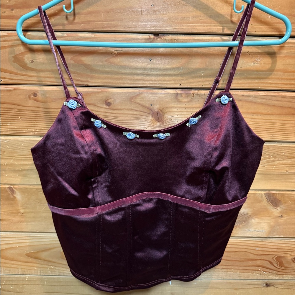 Wild Fable Deep Burgundy Satin Top